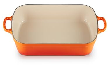 Le Creuset Signature Gusseisen-Bratreine, 33 cm, Rechteckig, Für alle Herdarten und Induktion geeignet, Volumen: 4,9 l, 3,85 kg, Ofenrot, 20184330902422