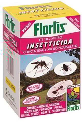 Flortis CT 10.2 Micro, insetticida liquido antizanzare 100ml. Antizanzare giardino contro zanzare, mosche, zecche e altri insetti. Con cipermetrina e tetrametrina. Fino a 20 litri di soluzione diluita