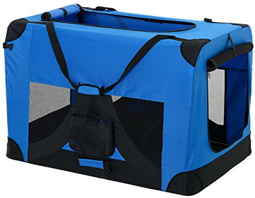 pro.tec Faltbare Hundetransportbox Gr. M 42 x 42 x 60cm Transportbox Katzenbox Hundebox Königsblau Pflegeleicht