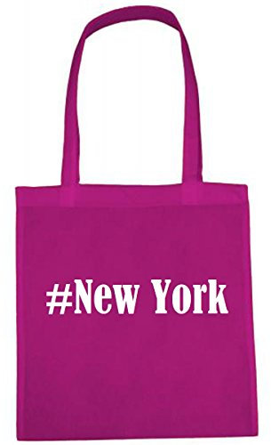 Reifen-Markt Tasche #New York Größe 38x42 Farbe Pink Druck Weiss