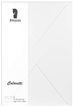 Rössler 220711509 - Coloretti Briefumschläge, 80 g/m², DIN C5, weiß, 5 Stück