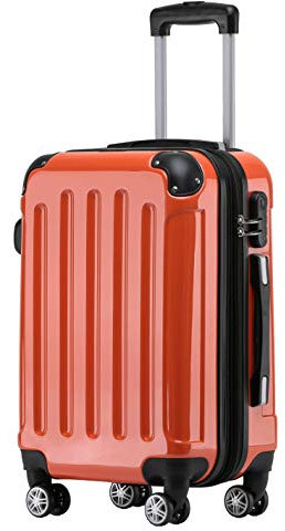 BEIBYE Zwillingsrollen 2048 Hartschale Trolley Koffer Reisekoffer Taschen Gepäck in M-L-XL-Set (Orangen, L)