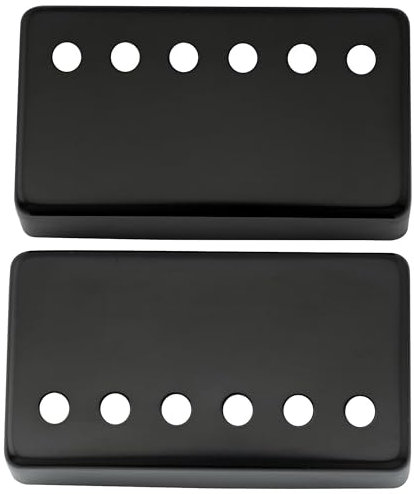 Musiclily 52mm Metall Pickup Covers Tonabnehmerkappe für Humbucker E-Gitarre Stegposition, Schwarz(2 Stück)