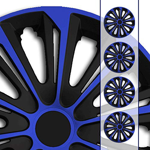 (Größe und Farbe wählbar!) 15 Zoll Radkappen/Radzierblenden STR-Bandel Bicolor BLAU (Farbe Schwarz-Blau), passend für Fast alle Fahrzeugtypen (universell) – nur beim Radkappen König