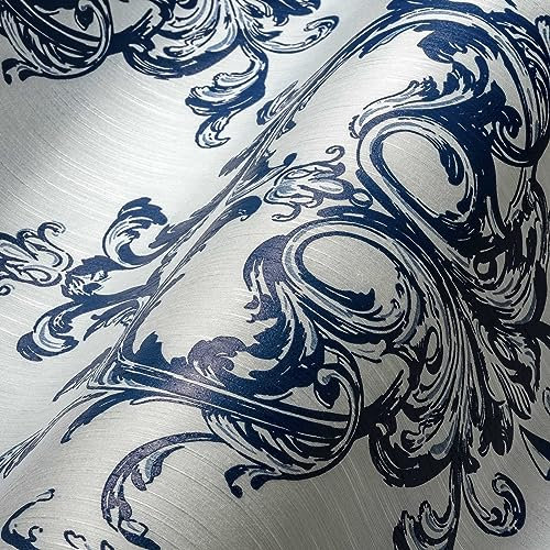 Architects Paper Textiltapete Tessuto 2 Tapete mit Ornamenten barock 10,05 m x 0,53 m blau weiß Made in Germany 961964 96196-4