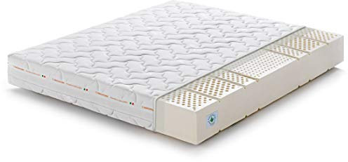 Marcapiuma - Matelas Latex 140x190 Haut 20 cm SEVENLIFE 20 Orthopédique 7 Zones H2 Moyen Revêtement Silver Amovible Antiacarien Anallergique Respirant Lavable Certification euroLATEX