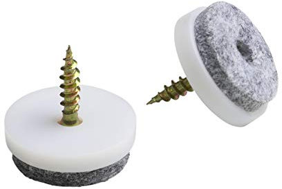 Metafranc 644246 644246-Set di 8 feltrini con vite, per proteggere efficacemente mobili delicati, per sedie e pavimenti, colore: Bianco, Ø 25 mm (8 Stück)