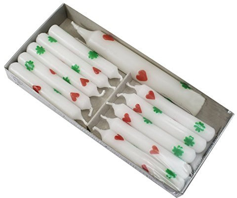 OLShop AG 2er Pack Geburtstagskerzen mit Lebenslicht weiß mit Herzen und Kleeblättern, 11 Kerzen/Pack, Kerzen für Holzkranz, Kerzen für Geburtstagszug