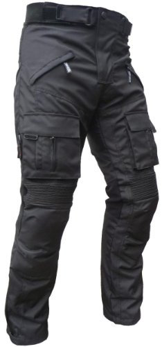 HEYBERRY Sportliche Motorrad Hose Motorradhose Schwarz mit Oberschenkeltaschen Gr. XL
