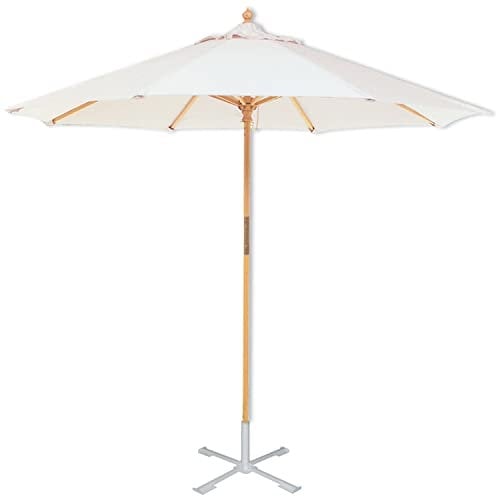 Makita Parasol rond en bois avec serviette en coton, diamètre 300 cm, poteau diamètre 40 mm.