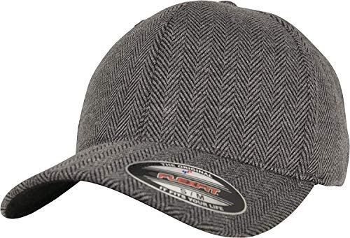 Flexfit Mütze Herringbone Melange Baseball Cap,Schwarz/grau,S/M