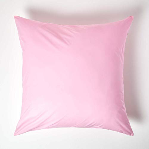 HOMESCAPES Perkal Kissenbezug 80x80 cm rosa, Kissenhülle mit Reißverschluss, 100% ägyptische Baumwolle, Fadendichte 200