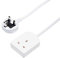 Invero® 1 Way Gang Single Socket Power Mains Extension Lead Cable 10M Metre British Approved 13A Amps - White