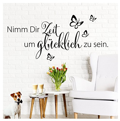 Grandora W5172 Wandtattoo Spruch Nimm Dir Zeit I schwarz (BxH) 100 x 45 cm I Flur Wohnzimmer Aufkleber selbstklebend Wandaufkleber Wandsticker