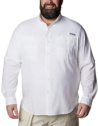 Columbia Mens PFG Tamiami Long Sleeve Fishing Shirt, White, X-Large