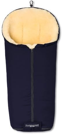 Hofbrucker Lammfell-Fußsack Iglu für Kinderwagen, Buggy, Schlitten. Winterfußsack Atmungsaktiv, wind- & wasserabweisend. In Deutschland hergestellt. Echtes Lammfell in Öko-Tex Qualität.