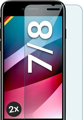 MoEx Verre trempé Compatible avec Apple iPhone 7 / iPhone 8 - Film de Protection en Verre, Film Protecteur d'écran incassable, Film de Verre Pare-balles Transparent, Lot de 2