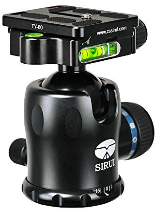 SIRUI K-20X Testa a sfera per treppiede in alluminio Testa a sfera panoramica rotante a 360 ° con piastra a sgancio rapido TY-50X Arca Swiss e livella a bolla per treppiede Monopiede DSLR Capacità di carico della fotocamera fino a 25KG