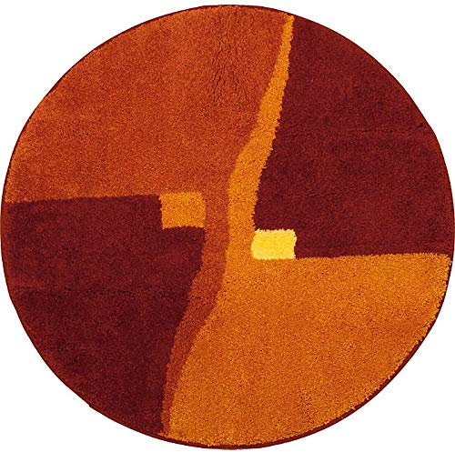 Erwin Müller Badematte Athen, Badteppich, Badvorleger rutschhemmend Terra Größe rund: 90 cm Ø - kuscheliger Hochflor, für Fußbodenheizung geeignet (weitere Größen)