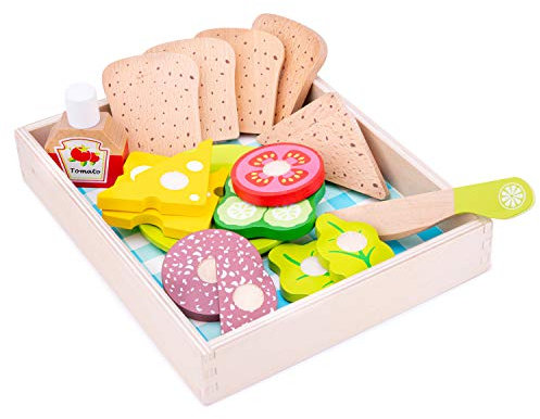 New Classic Toys - 10591 - Kinderrollenspiele - Schneideset Sandwich - 18 Teile