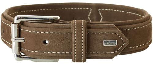HUNTER HUNTING Hundehalsband, Leder, Nubuk, robust, weich, 50 (S-M), braun