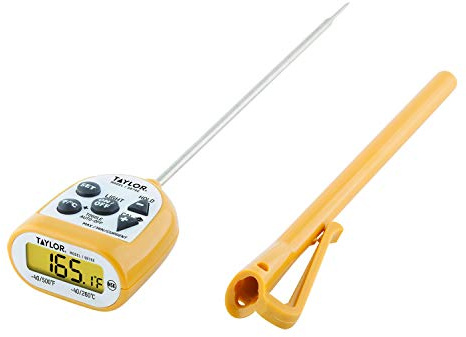 Taylor Pro Ultra-Fast Thermocouple Thermometer – 6-Second Instant Read Digital Food Thermometer with 270° Adjustable Folding Probe, White Backlit Display & IP67 Waterproof Design (Black) (Yellow)