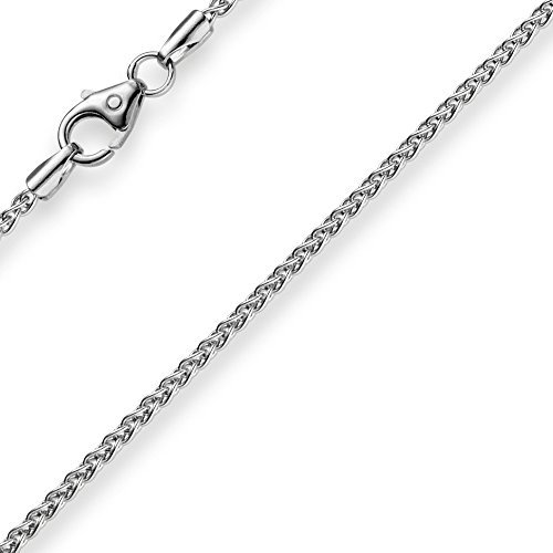 1,5mm Zopfkette Kette Collier aus 750 Gold Weißgold massiv, 45cm