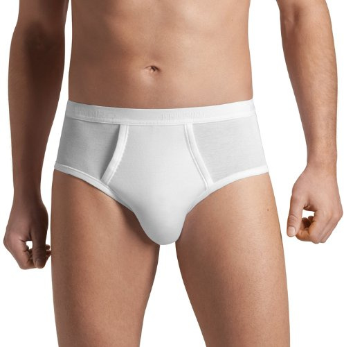 HANRO Men's Cotton Pure Brief with Fly 73631, White, X-Large
