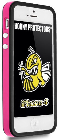 Horny Protectors - Cover Bumper con bottoni in metallo per Apple iPhone 4, Rosa/Nero