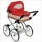 EICHHORN Kinderwagen Weidenkorb Puppenwagen Retro-Spielzeugklassiker (Korb Natur, Stoff Rot)