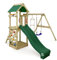 WICKEY Spielturm Klettergerüst FreeFlyer mit Schaukel & grüner Rutsche, Outdoor Kinder Kletterturm mit Sandkasten, Leiter & Spiel-Zubehör für den Garten