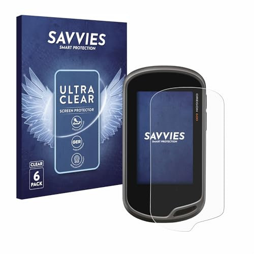 Savvies 6 Stück Schutzfolie für Garmin Oregon 600 Displayschutz-Folie Ultra-Transparent