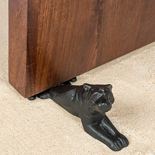 HOMESCAPES Cast Iron Metal Door Wedge Black Lazing Dog Design Decorative Window or Door Stopper