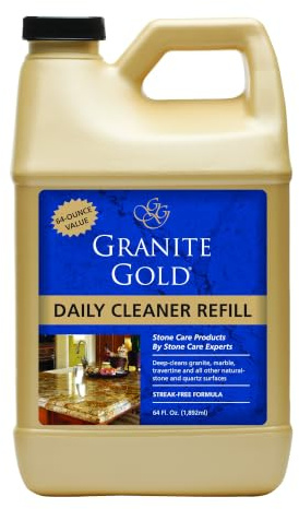 Granite Gold Daily Cleaner Refill, Plastic, Gold | Streak-Free Cleaning for Natural Stone, Marble, Travertine, Engineered Stone & Floors - Food-Prep Area Safe - Made in the USA