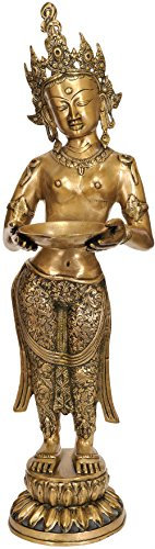 Exotic India Göttin Tara mit Lampe – Messing Statue