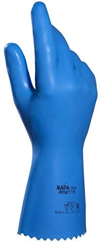 MAPA Professional JERSETTE 308 – Food Safe Gloves in Latex, Waterproof Gloves, Blue, Size 6 Protective Gloves (1 Pair)