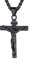 U7 Kreuz Halskette Schwarz Edelstahl INRI Kruzifix Jesus Christus Anhänger mit 50+5cm Weizenkette Katholischen Christian Modeschmuck Accessoire, Schwarz-Ton