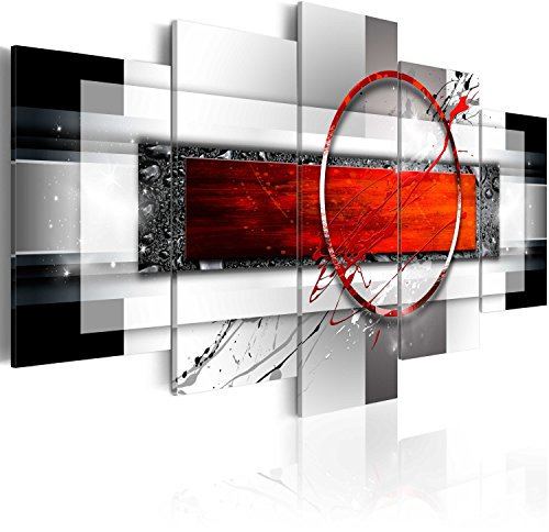 B&D XXL Acrylglasbild Abstrakt 200x100 cm 5 Teilig Wandbild auf Acryl Glasbilder Kunstdruck Moderne Acrylglas Platte Wanddekoration Geschenke Heimdekoration Glasbild rot weiß Kreis a-A-0052-k-n