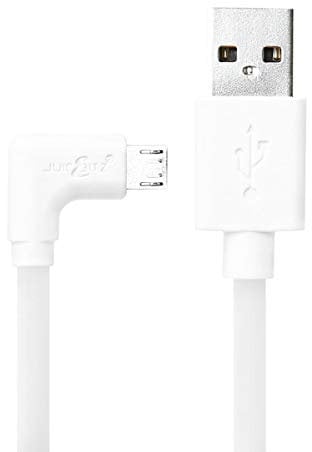 JuicEBitz 2m USB 2.0 Type A to Micro USB Right Angled Charger Cable Data Lead compatible with Android Phones & Tablets - Samsung, LG, Sony Xperia, HTC etc. (White)