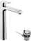 hansgrohe Waschtischarmatur Metris, Wasserhahn Bad mit Auslauf Höhe 260 mm, mit Zugstange, Badarmatur wassersparend, Chrom