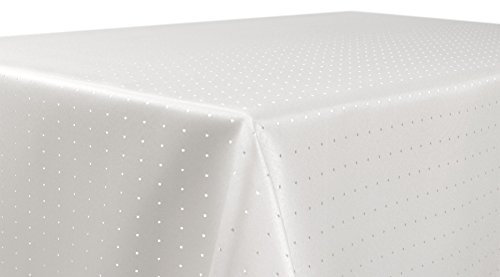 BEAUTEX Tischdecke Damast Punkte - Bügelfreies Tischtuch - Fleckabweisende, Pflegeleichte Tischwäsche - Tafeltuch, Eckig 130x300 cm, Champagner