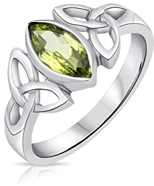 DTPsilver® 925 Sterling Silber Ring - Keltische Dreifaltigkeitsknoten - Keltische Kollektion - Peridot