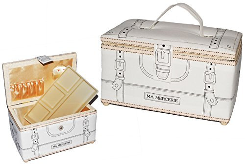 alles-meine.de GmbH 2 TLG. Nähkorb XL groß - Tasche weiß/beige mit Einsatz - Stoff Nähkasten Nähkästchen bunt Handarbeitskorb