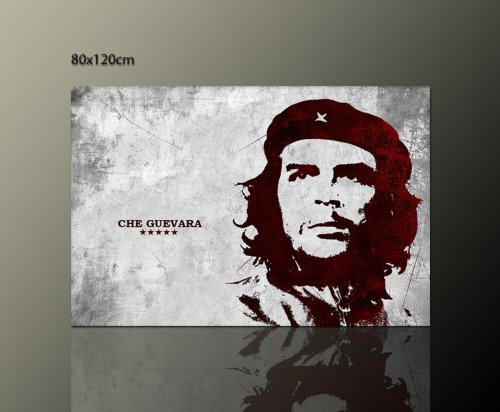 TOP KULTBILD Wandbild auf echter Leinwand gerahmt (Che Guevara 80x120cm) CUBA Revolution Bilder fertig gerahmt auf Keilrahmen xxl. Kunstdruck auf Leinwand. Günstig inkl Rahmung
