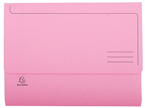 Exacompta 47978E 10er Pack Aktenmappen SUPER DIN A4. Aus stabilen Manila-Karton mit Beschriftungslinlien Pastellfarbe Rosa. Ideal für die Aufbewahrung Ihrer Dokumente Sammelmappe