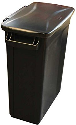 Chabrias Ltd 87 Litre Slim Bin Recycling Container, Space Saving Design, Rectangular for Home, Office, Kitchen – Commercial Product Vented Slim Waste Receptacle Bin (1, Black & Black Hinged Lid)