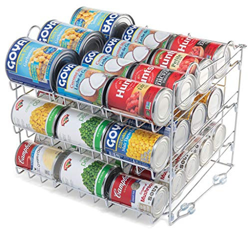 Sagler Stackable Pantry Can Organizer - 3-Tier Soda Can Organizer - Multifunctional Chrome-Finish Can Rack Organizer for Up to 36 Cans - For Pantry, Kitchen Cabinet, Countertop, Under Sink - 17x13x13