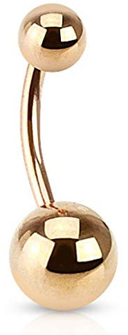 Paula & Fritz® - Piercing per ombelico in acciaio inox/chirurgico 316L, colore oro rosa