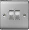 BG Nexus Metal 10AX Plate Switch 2 Gang 2 Way Brushed Steel