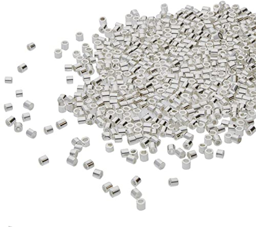 The Beadsmith Tube Crimp Beads, 1.5 x 1.5mm, 800 Pieces, Silver Color, Uniform Cylindrical Shape, No Sharp Edges, Designed to Secure the Ends of Jewelry Stringing Wires and Cables